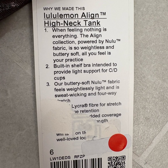 Lululemon Align High Neck Tank Crop Nulu  in Radiant Foil French Press Size 6 - Picture 3 of 11